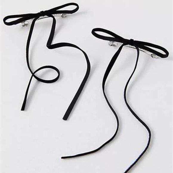 Free People Baby Bows Set Of 2 Black - Picture 1 of 1